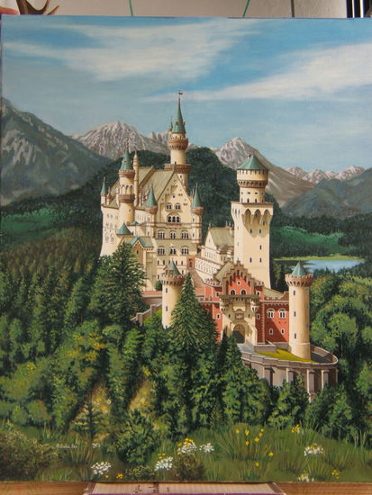 Castillo de Neuschwanstein Oil Canvas Landscaping