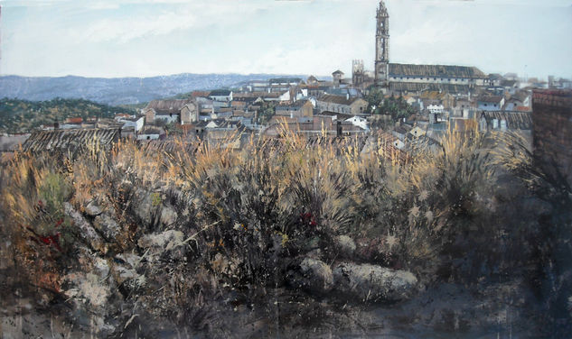 Panorámica de Bujalance Mixed media Panel Landscaping