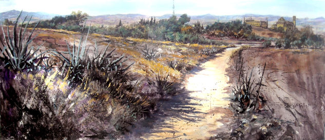 Camino hacia Osuna Mixed media Panel Landscaping