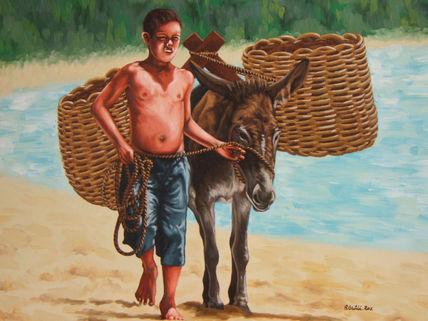 Joven con burro