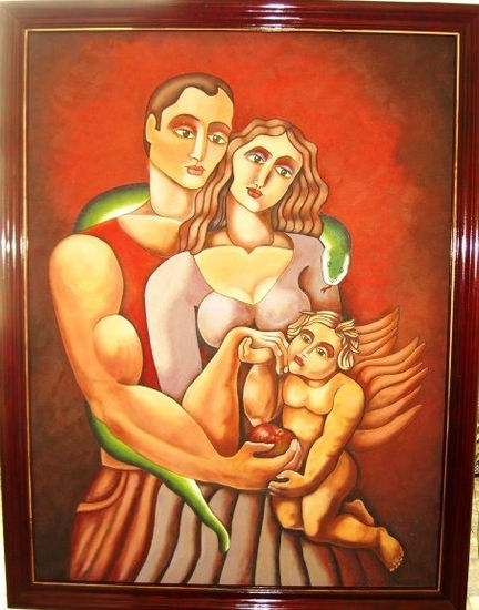 ADAN Y EVA Óleo Lienzo Figura