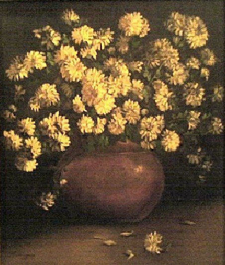 Jarrón de Flores amarillas Oil Canvas Floral Painting