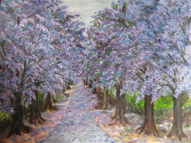 AVENIDA DE JACARANDAES Acrílico Tabla Paisaje