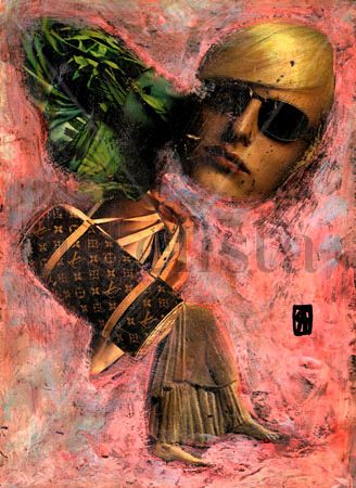 10- CRIS ACQUA Collagemania Mixed media Paper Figure Painting