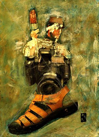 8-CRIS ACQUA Collagemania Mixed media Paper Figure Painting