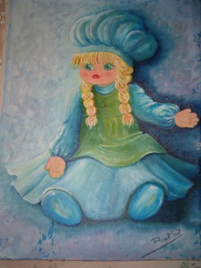 MUÑECA AZUL. ROSAMARI Oil Canvas Figure Painting