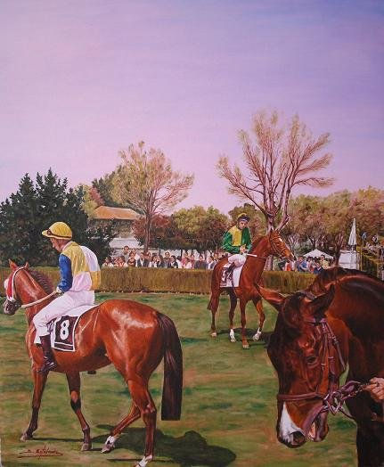 En el paddock del hipodromo de Pineda II Oil Canvas Landscaping