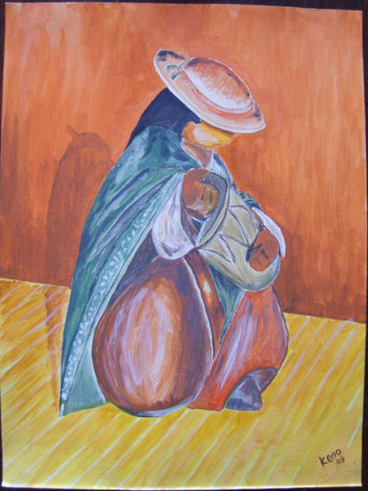 artesania mexicana - obra vendida Acrylic Card Figure Painting