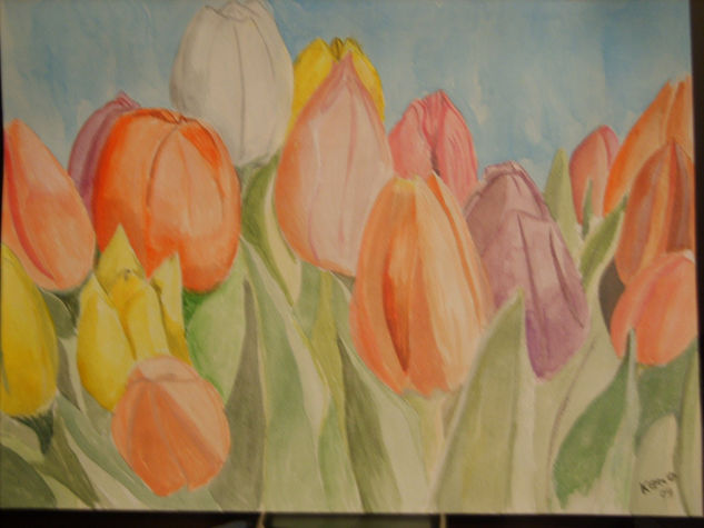 tulipanes Acrylic Card Floral Painting