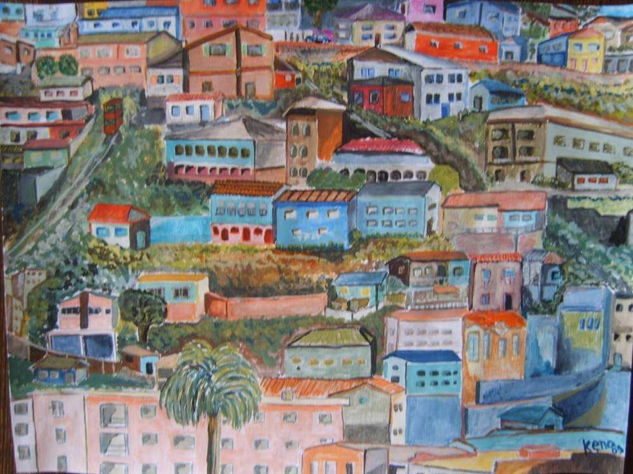 Cerro de Valparaíso Acrylic Card Landscaping