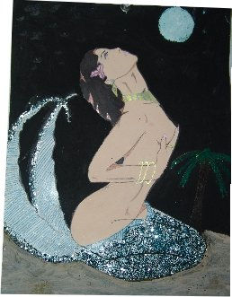 SIRENA DE LA NOCHE Acrylic Card Marine Painting