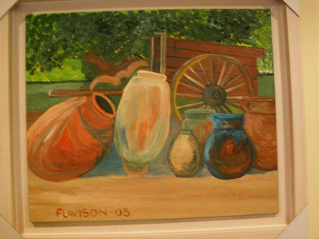 CARRETA Y BOTIJOS Oil Canvas