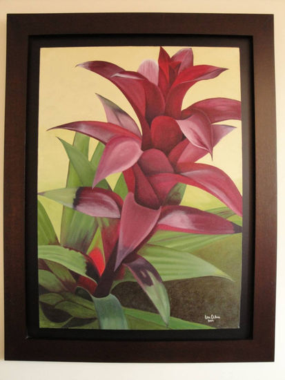 La Bromelia Morada Oil Canvas Floral Painting