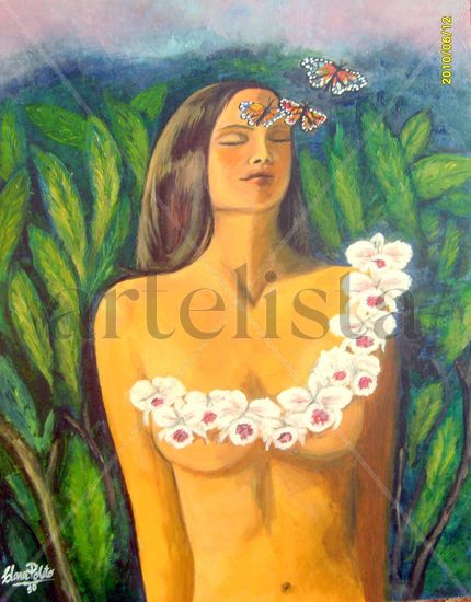 "She has fallen in love" (Ella se ha enamorado) Acrylic Panel Figure Painting