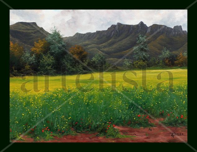 primavera en la vall Oil Canvas Landscaping