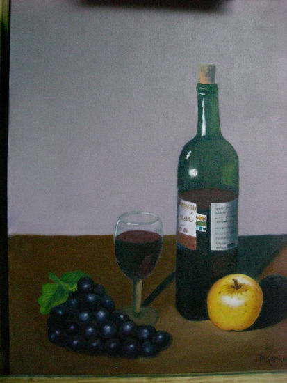 Vino y uvas Oil Canvas Still Life Paintings