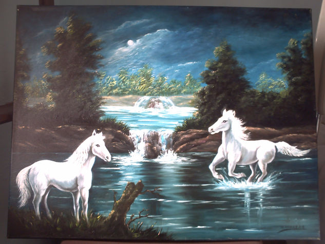 CABALLOS BLANCOS Oil Canvas Landscaping