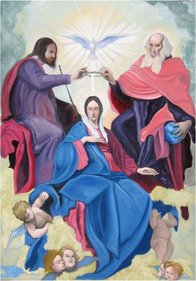 LA CORONACIÓN DE LA VIRGEN SANTÍSIMA Oil Canvas Figure Painting