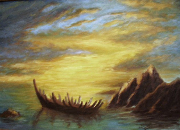 BARCA  ABANDONADA Oil Canvas Marine Painting