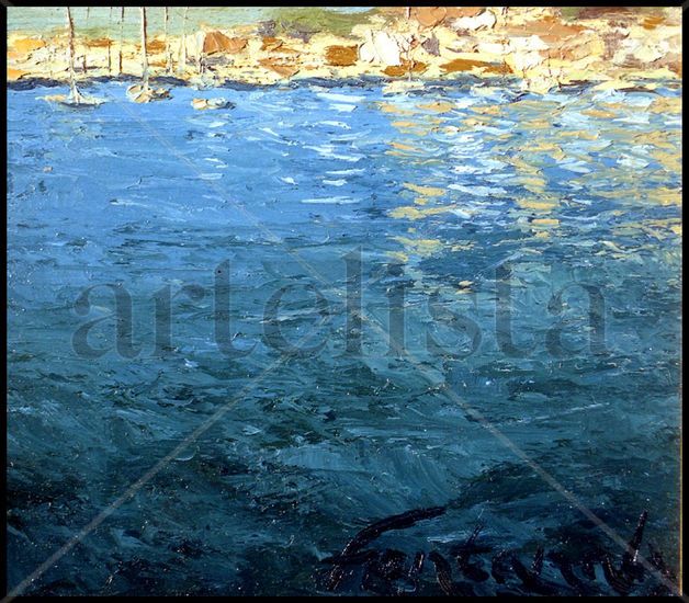 Azul (Port de la Selva) Oil Panel Marine Painting