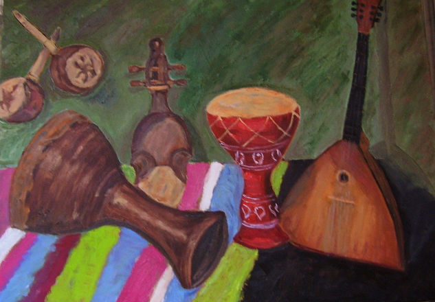 Instrumentos musica Óleo Lienzo Figura