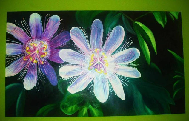 Flor de la Pasion Oil Panel Floral Painting