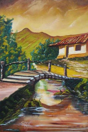 El puente de la acequia Oil Canvas Landscaping