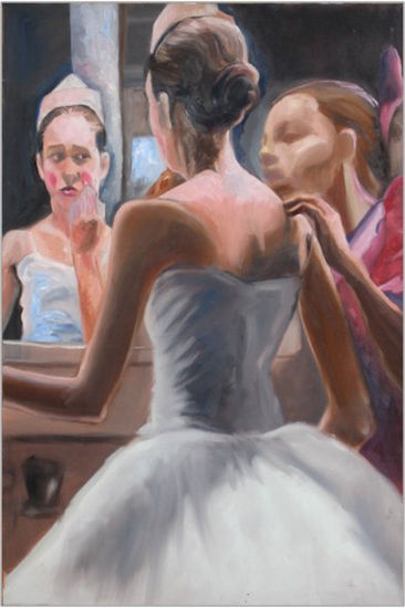 LA  BAILARINA EN EL ESPEJO Oil Canvas Figure Painting