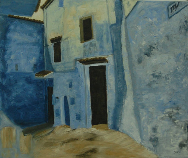 CASAS DE CHAOUEN Óleo Lienzo Paisaje