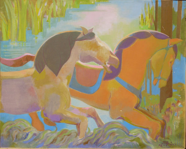 Susana Rojas. 1998 -99. Caballos de Calesita. Óleo. 62 x 76 cm 