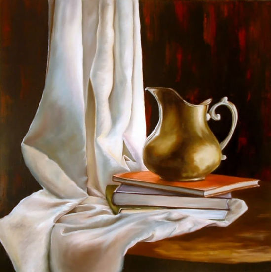 " Blanco y bronce" Oil Canvas Still Life Paintings