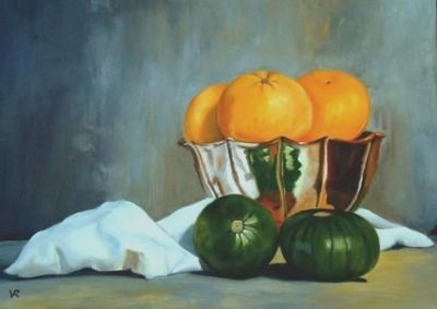 " Poñelos y zapallitos" Oil Canvas Still Life Paintings