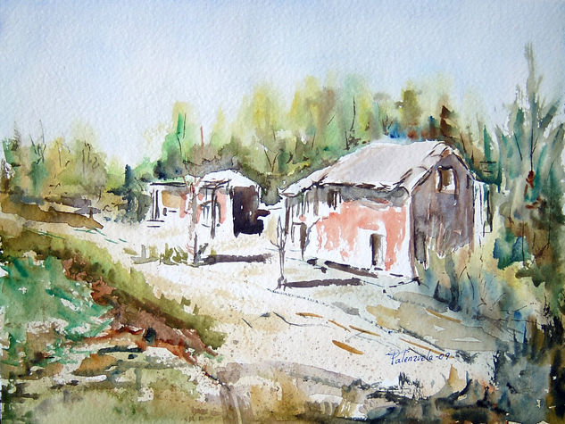 Rural Acuarela Papel Paisaje