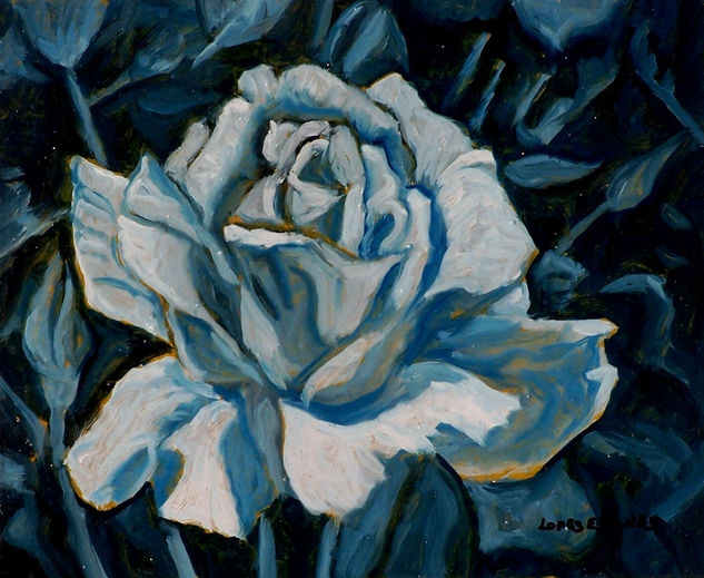 ROSA AZUL IX. Oil Canvas Floral Painting