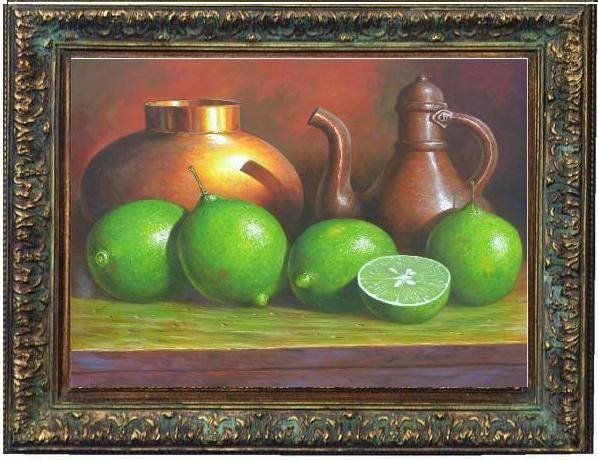 bodegon con limones verdes Oil Canvas Landscaping