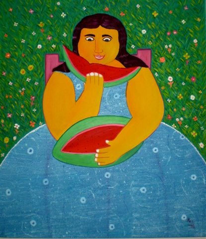 muchacha con melon