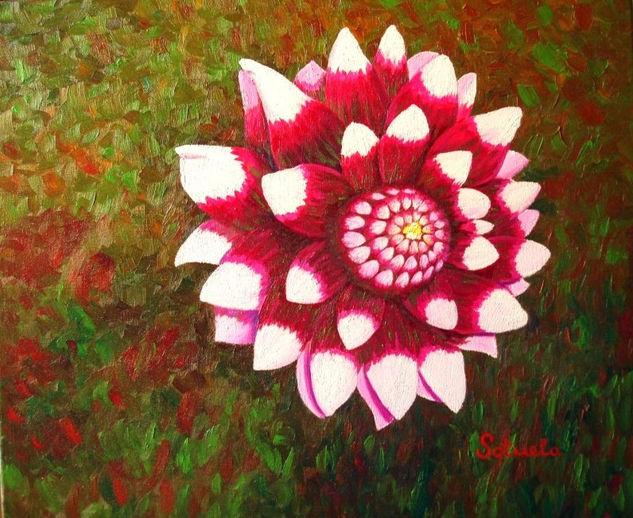 Dahlia - óleo sobre lienzo Oil Canvas Floral Painting