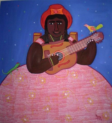 negra brujera con guitarra