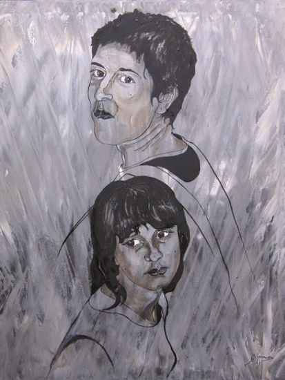 Rosa y Violeta - la madurez y la inocencia Oil Canvas Portrait