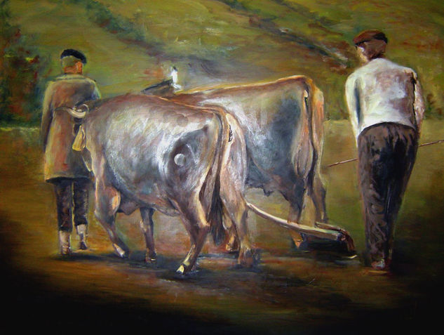 arando Óleo Tabla Paisaje
