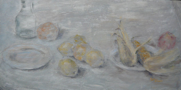 BODEGON CON LIMONES Acrylic Panel Still Life Paintings