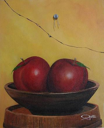 Manzanas en barril Acrylic Canvas Still Life Paintings