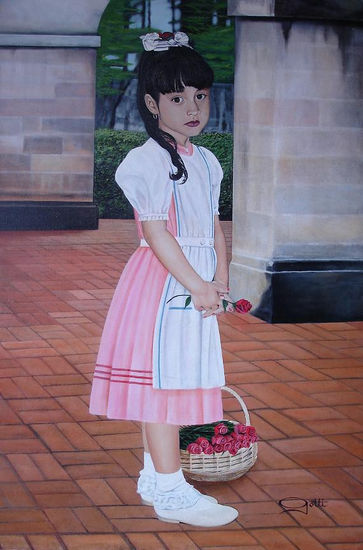 La Niña de las Rosas Acrylic Canvas Portrait