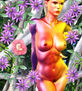 Desnuda con colorida Flores
