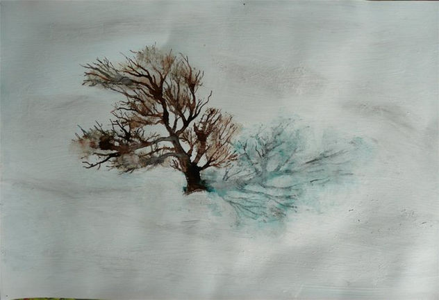 La sombra de un roble sobre la nieve