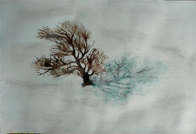 La sombra de un roble sobre la nieve 