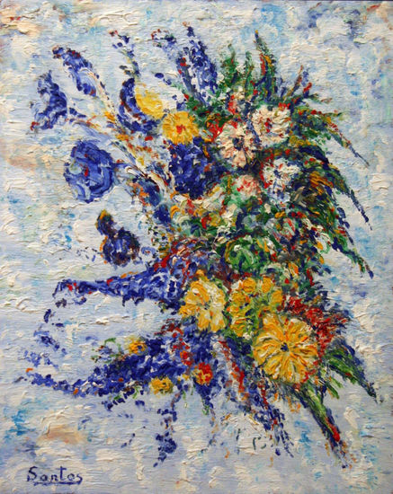 Flores Oil Panel Floral Painting