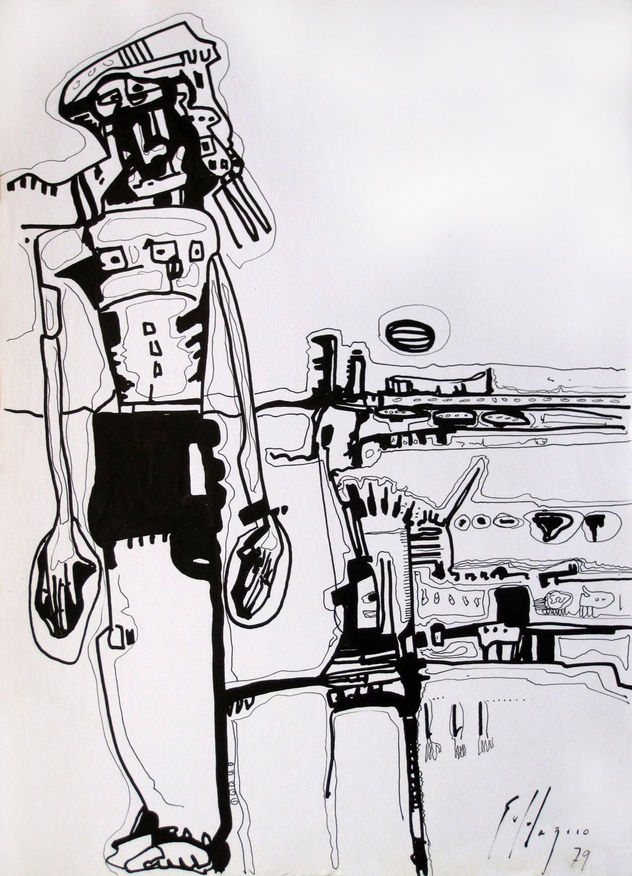 Personaje en el paisaje de Thebunets, (Character in the landscape Thebunets)