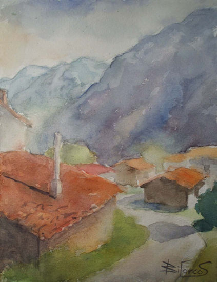 Sames (Amieva) Asturias Watercolour Paper Landscaping