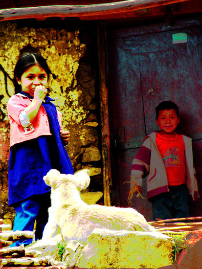 dos niños un perro 